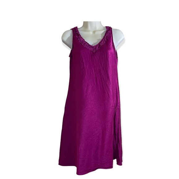 Soft Surroundings Fuchsia Dress Nightgown Nightie Lace Bodice Sleevele… - Picture 1 of 6
